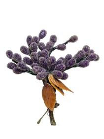 ANTIQUE UNUSUAL PURPLE SUGARED WIRED SPRAY BROOCH