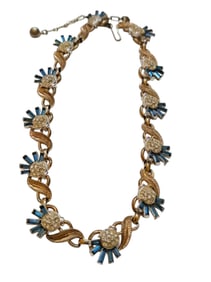 VINTAGE SECTIONAL RHINESTONE AND LEAF NECKLACE