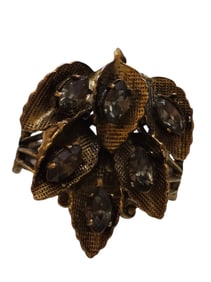 VINTAGE ADJUSTABLE RHINESTONE LEAF RING