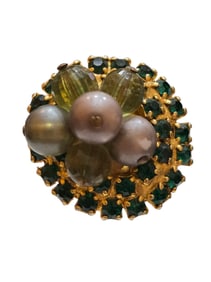 VINTAGE RHINESTONE LEAF ADJUSTABLE RING