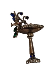 VINTAGE DIMENSIONAL BIRD AT BATH BROOCH ATTRIBUTED TO CORO