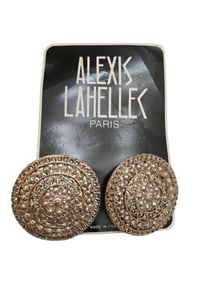VINTAGE 80S ALEXIS LAHELLEC PARIS NOS HUGE ETRUSCAN CLIP EARRINGS
