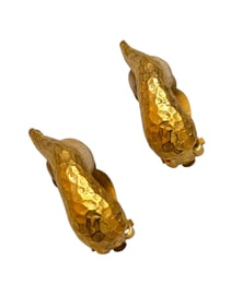 VINTAGE 80S ALEXIS LAHELLEC PARIS NOS GILT GOLD SWIRL CLIP EARRINGS
