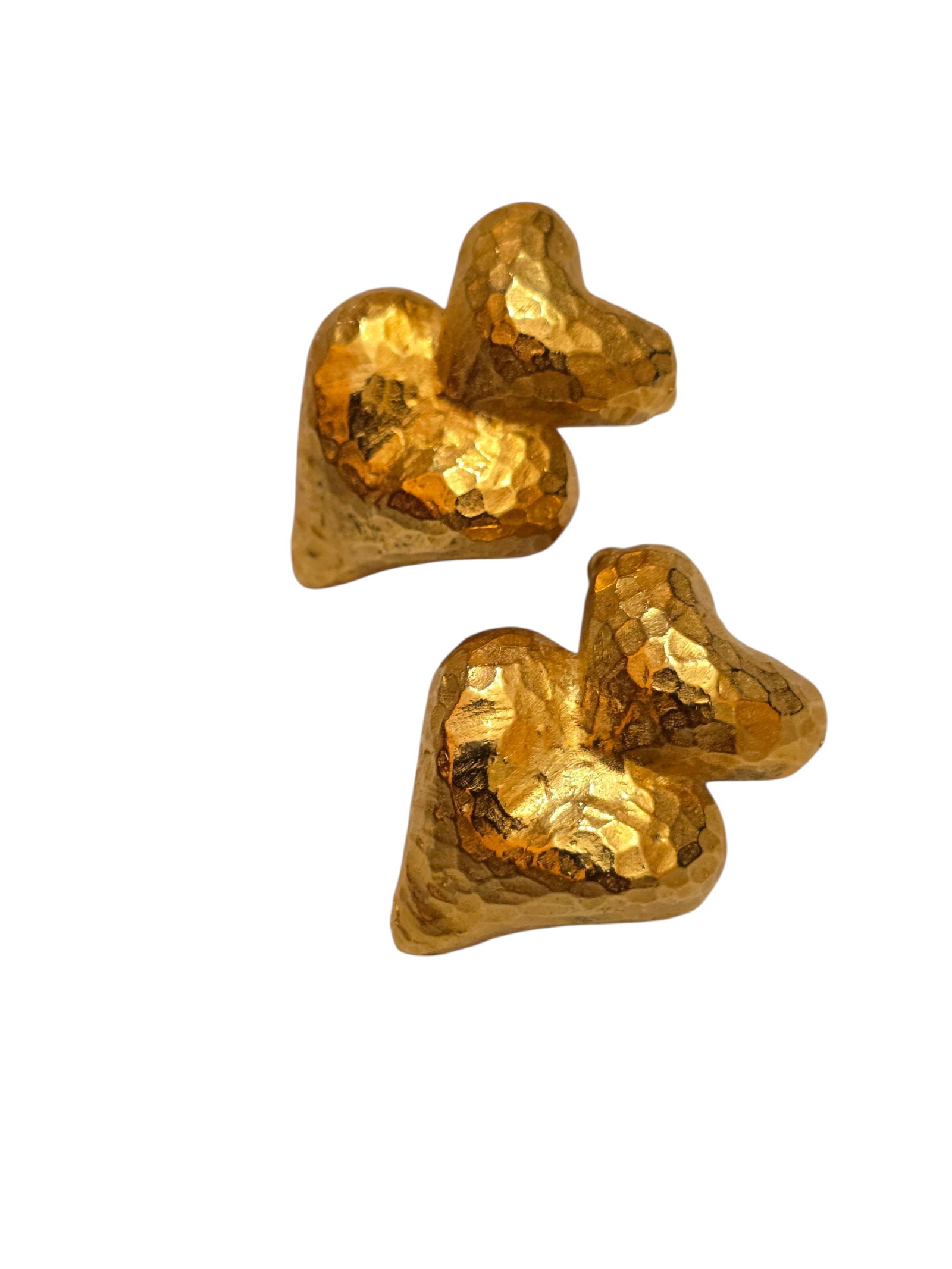 VINTAGE 80S RARE ALEXIS LAHELLEC PARIS NOS GILT GOLD DOUBLE HEART CUFFLINKS (1 of 5)