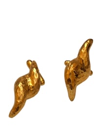VINTAGE 80S RARE ALEXIS LAHELLEC PARIS NOS GILT GOLD METAL SWIRL CUFFLINKS