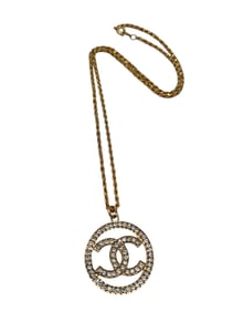 NEW DOUBLE C RHINESTONE PENDANT NECKLACE - NOT THE REAL THING