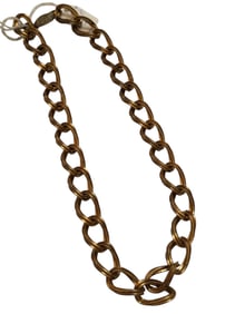 VINTAGE TEXTURED BRASS CURB LINK CHAIN WITH FANCY ART DECO STYLE CLASP
