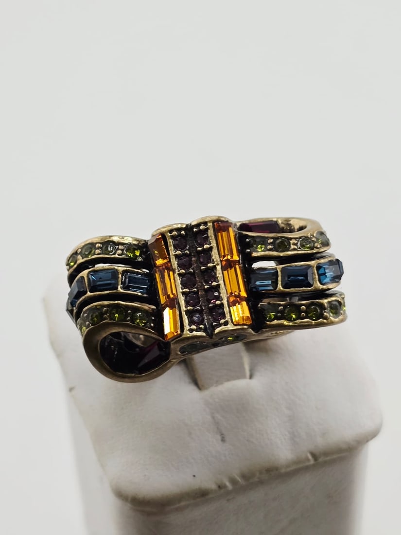 HEIDI DAUS RHINESTONE HINGED MULTICOLOR RIBBON RING SIZE 5 (1 of 4)