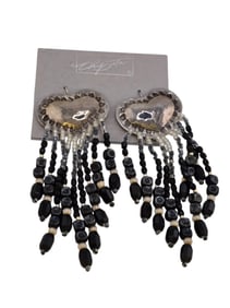 VINTAGE NOS CHIPITA HEART CRYSTAL PIERCED EARRINGS ON ORIGINAL CARD