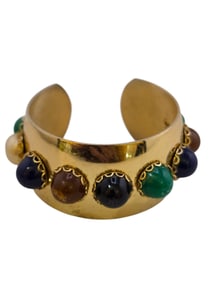 VINTAGE 80S CABOCHON ADJUSTABLE CUFF BRACELET