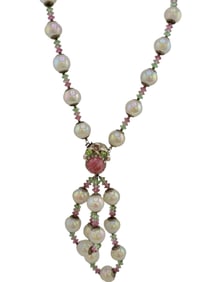 VINTAGE AB RARE MIRIAM HASKELL AB GLASS AND COLORED CRYSTAL NECKLACE