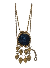 VINTAGE TRIBAL STYLE GLASS AND DANGLE NECKLACE