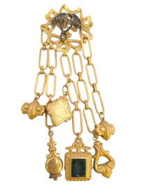 VINTAGE CHATELAINE STYLE DANGLING BROOCH