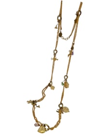 VINTAGE NOS BEE CHARMING CRYSTAL AND CHARM CHAIN NECKLACE