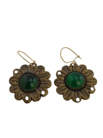VINTAGE FLOWER AND GLASS PIERCED EARRINGS
