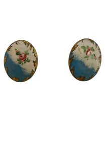 ANTIQUE ENAMEL AND BRASS SCREW BACK EARRINGS