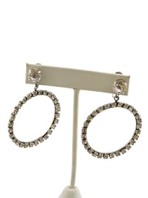 VINTAGE EARLY RHINESTONE HOOP EARRINGS