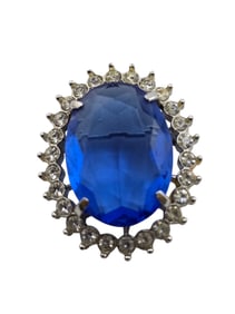VINTAGE FACETED GLASS STONE & RHINESTONE FANCY BROOCH/PENDANT