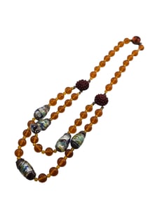 ANTIQUE BEAUTIFUL ALL GLASS WITH FANCY MURANO AND MOLDED GLASS DOUBLE STRAND NECKLACE
