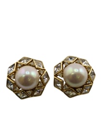 VINTAGE SPECTACULAR 80S CHRISTIAN DIOR PEARL AND RHINESTONE CLIP EARRINGS
