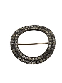 ANTIQUE HEAVY BRASS AND PASTE BROOCH