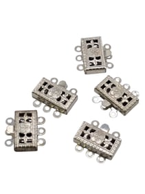 VINTAGE LOT OF 5 ART DECO PUSH IN CLASP CONNECTORS FOR UP TO 3 ROWS