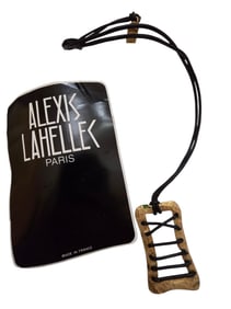 ALEXIS LAHELLEC DOUBLE SIGNED LEATHER AND GILT METAL 80S NECKLACE MADE IN FRANCE