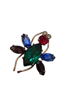 VINTAGE UNSIGNED RHINESTONE BUG FLY INSECT BROOCH