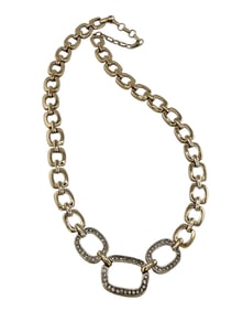 VINTAGE 80S RHINESTONE AND CHAIN NECKLACE