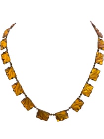 ANTIQUE ART DECO VAUXHALL GLASS NECKLACE MARKED CZECHOSLOVAKIA