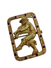 ANTIQUE FRENCH TRUMPET PLAYER BROOCH