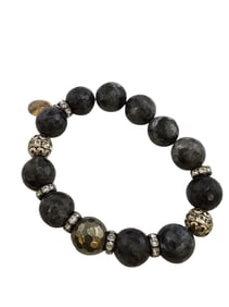 VINTAGE NOS BEE CHARMING RHINESTONE AND SEMI PRECIOUS BEADED STRETCH BRACELET