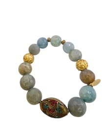 VINTAGE NOS BEE CHARMING LARIMAR BALI BEADED STRETCH BRACELET