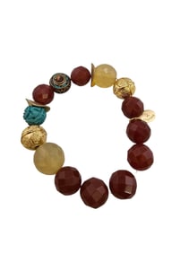 VINTAGE NOS BEE CHARMING SEMI PRECIOUS & BALI BEADED STRETCH BRACELET