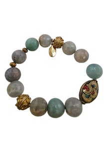 VINTAGE NOS BEE CHARMING LARIMAR BALI BEADED STRETCH BRACELET