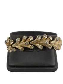 SIGNED CROWN TRIFARI TEXTURED BRANCH CORAL BRACELET WITH RHINESTONES