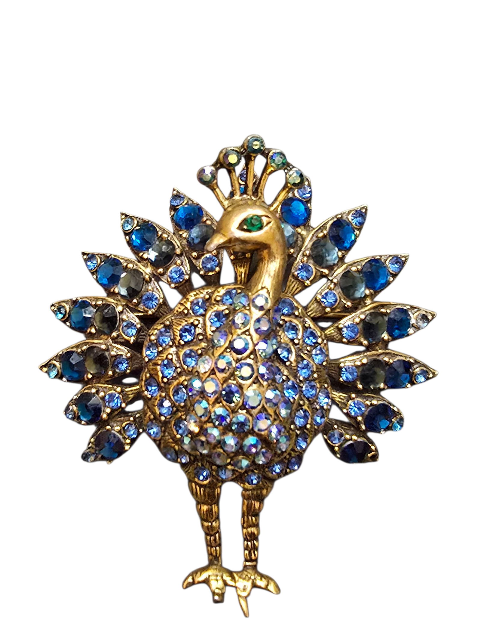 EARLY 2000s RHINESTONE DIMENSIONAL RHINESTONE PEACOCK BROOCH (1 of 5)