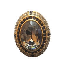 VINTAGE AKKAD SIGNED RHINESTONE COCKTAIL RING SIZE 8