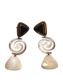 VINTAGE STERLING AND ONYX MCM PIERCED EARRINGS