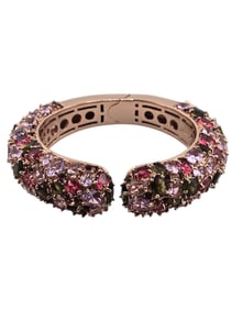 VINTAGE NOS JOAN BOYCE JEWEL ENCRUSTED HEAVY BANGLE BRACELET