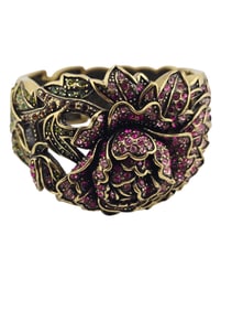VINTAGE NOS RARE HEIDI DAUS RHINESTONE ENCRUSTED DIMENSIONAL HEAVY FLOWER BRACELET