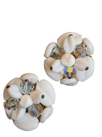 VINTAGE MADE IN GERMANY MOLDED GLASS AND CRYSTAL CLIP EARRINGS