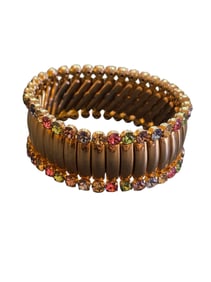 VINTAGE GOLDTONE MULTICOLOR RHINESTONE EXPANSION BRACELET