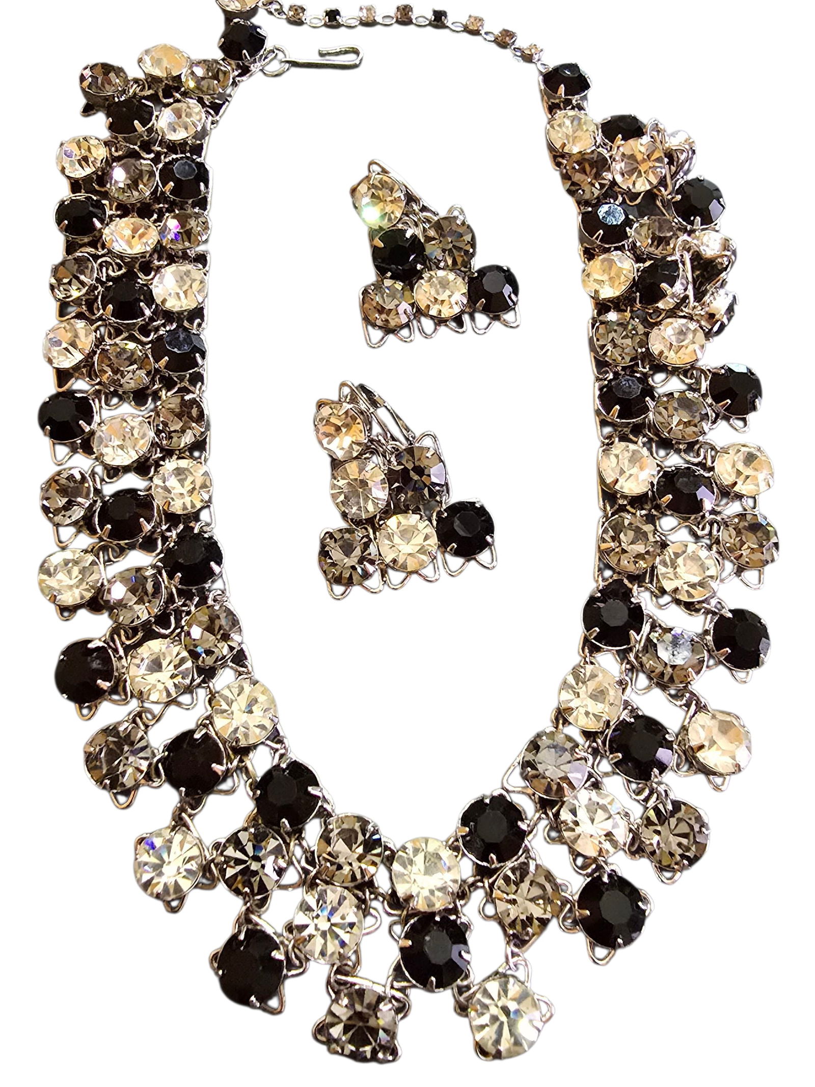 VINTAGE VOGUE JLRY TRICOLOR RHINESTONE NECKLACE SET (1 of 9)