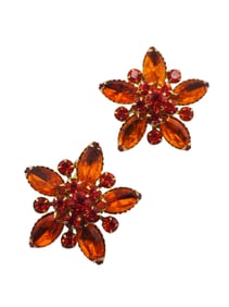 VINTAGE SIGNED JUDY LEE FLOWER RHINESTONE EARRINGS