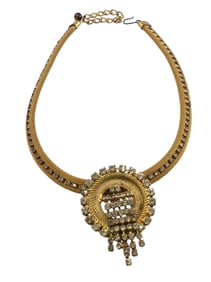 VINTAGE RHINESTONE AND MESH DANGLING NECKLACE