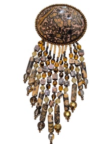 VINTAGE CHIPETTA 80S STONE CRYSTAL AND GLASS DANGLING BROOCH