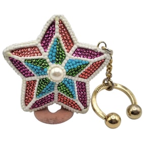 VINTAGE JUDITH LEIBER RARE JEWEL ENCRUSTED STAR KEY CHAIN