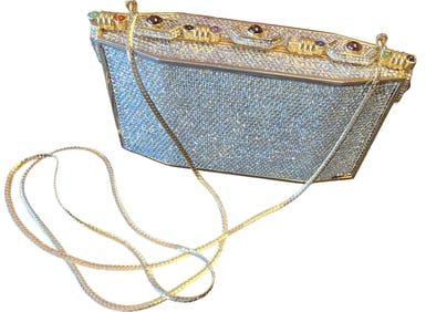VINTAGE SIGNED JUDITH LIEBER RHINESTONE & GLASS CAB EVENING BAG