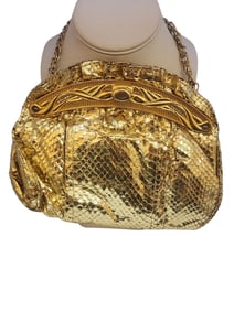 VINTAGE 80S JUDITH LEIBER GOLD SNAKESKIN BAG